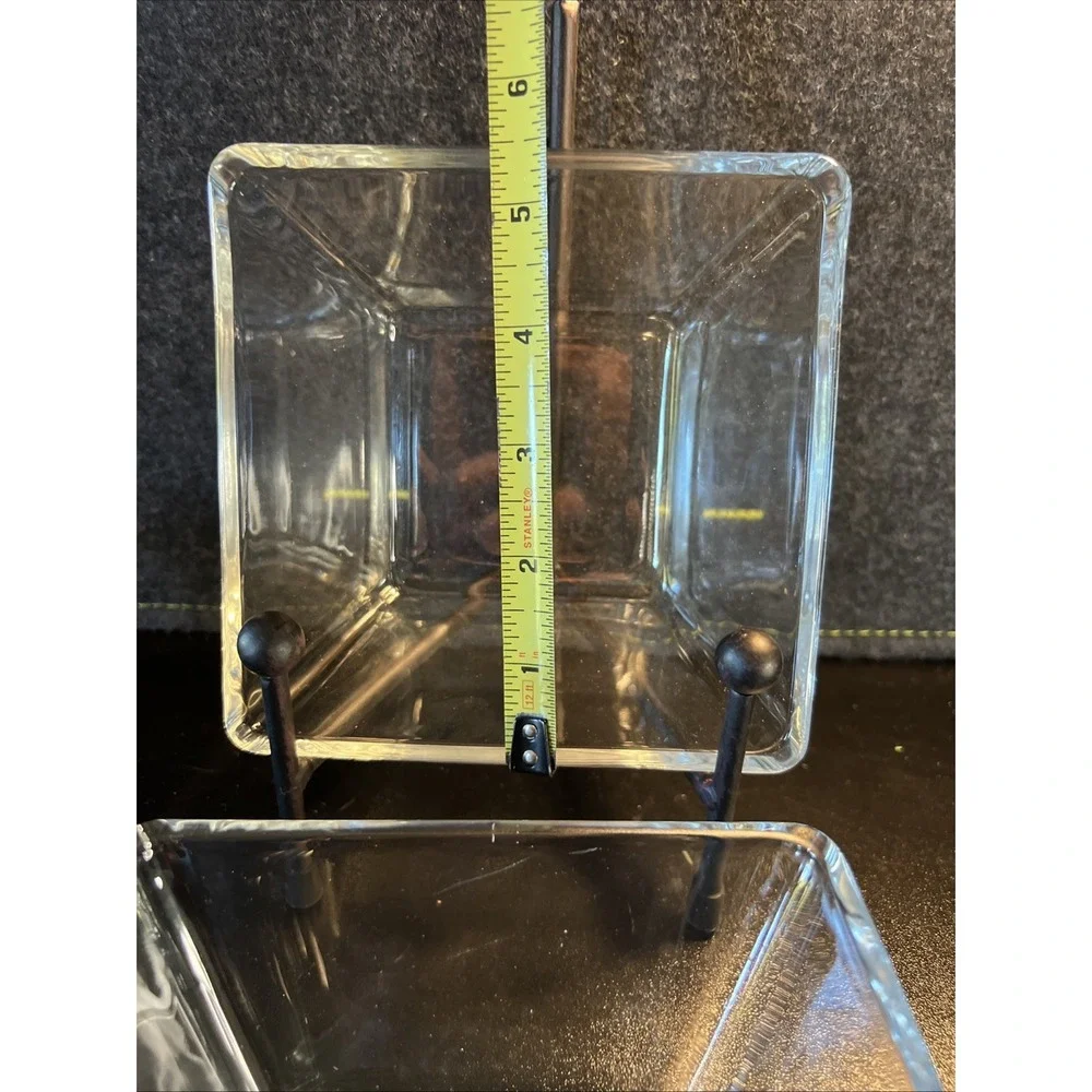 Pair Clear Glass Square Bowl Candy‎ Dish Dessert Trinket Holder